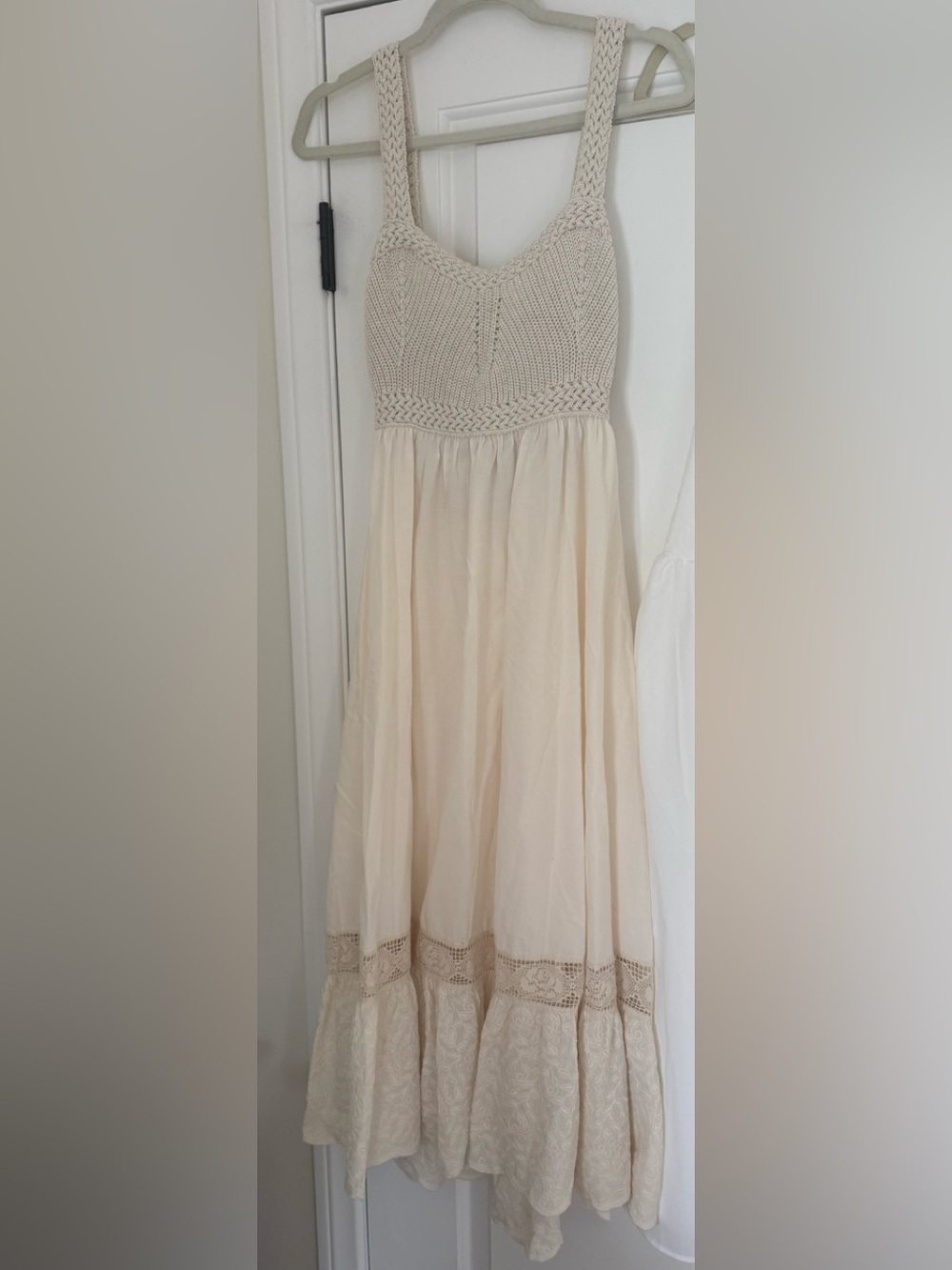 Zara Combination Cream Crochet Maxi Dress